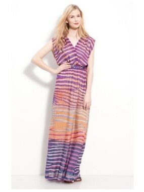 PRESLEY SKYE Jaclyn Striped 100% Silk maxi dress Size Small